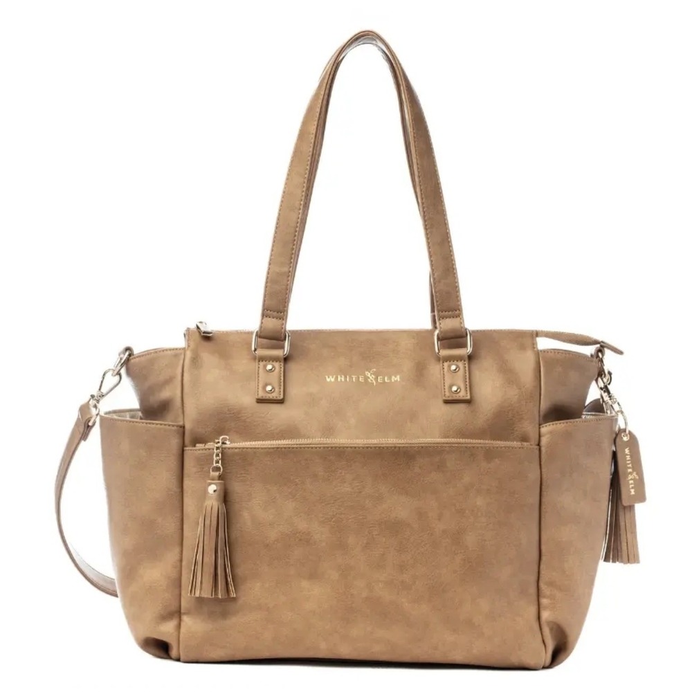White Elm Gemini Convertible Tote Bag Almond / Aqua Lining